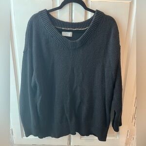 Tunic length crew neck sweater